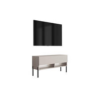 TV-LOWBOARD 100 cm Kaschmir, gerade schwarze Beine, weiße LED, 100 × 32 × 52 cm - Beige, Holzwerkstoff (100/52/32cm) - 3XE LIVING