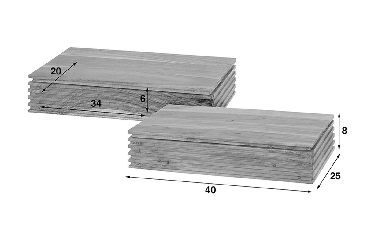 NACHTTISCH FIRU 2ER SET Holz Akazie - Braun, Holz (40/8/25cm) - KAWOLA