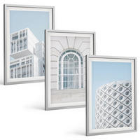 BILDER SET 3er Set - 40x60 cm Silberner Rahmen - Moderne Architekturgeometrie - Silberfarben, Kunststoff (40/60cm) - TULUP