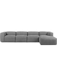 ECKMODULSOFA-RECHTS BUFFO 6-Sitzer mit extrem weicher Sitzfläche, Gewebestoff, aschgrau - Hellgrau, Textil (377/180cm) - KONSIMO®