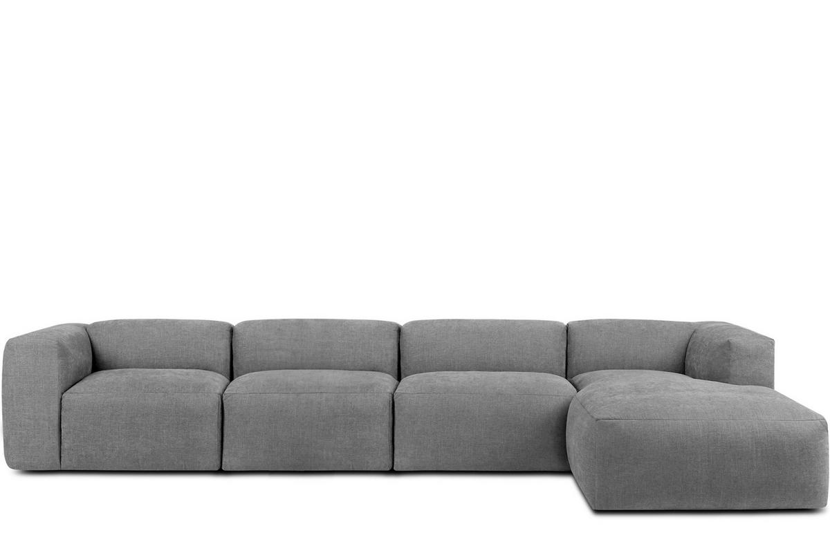 ECKMODULSOFA-RECHTS BUFFO 6-Sitzer mit extrem weicher Sitzfläche, Gewebestoff, aschgrau - Hellgrau, Textil (377/180cm) - KONSIMO®