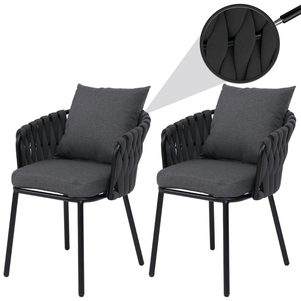 ZÁHRADNÁ STOLIČKA Antracitová - antracitová, kov (56/71/57cm) - MCW