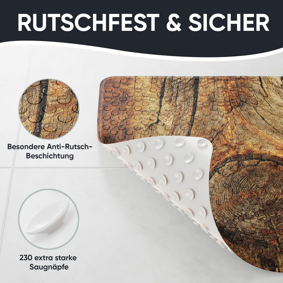 BADEMATTE Rustikal - Beige, Kunststoff (53/53cm) - Sanilo