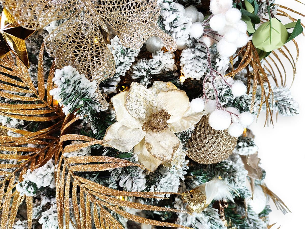 LAALU WEIHNACHTSBAUM geschmückt künstlich mit 106 Ornamenten CHAMPAGNE 180 cm Baum mit Ständer und Weihnachtsschmuck - Champagner/Goldfarben, Kunststoff (180cm) - LAALU