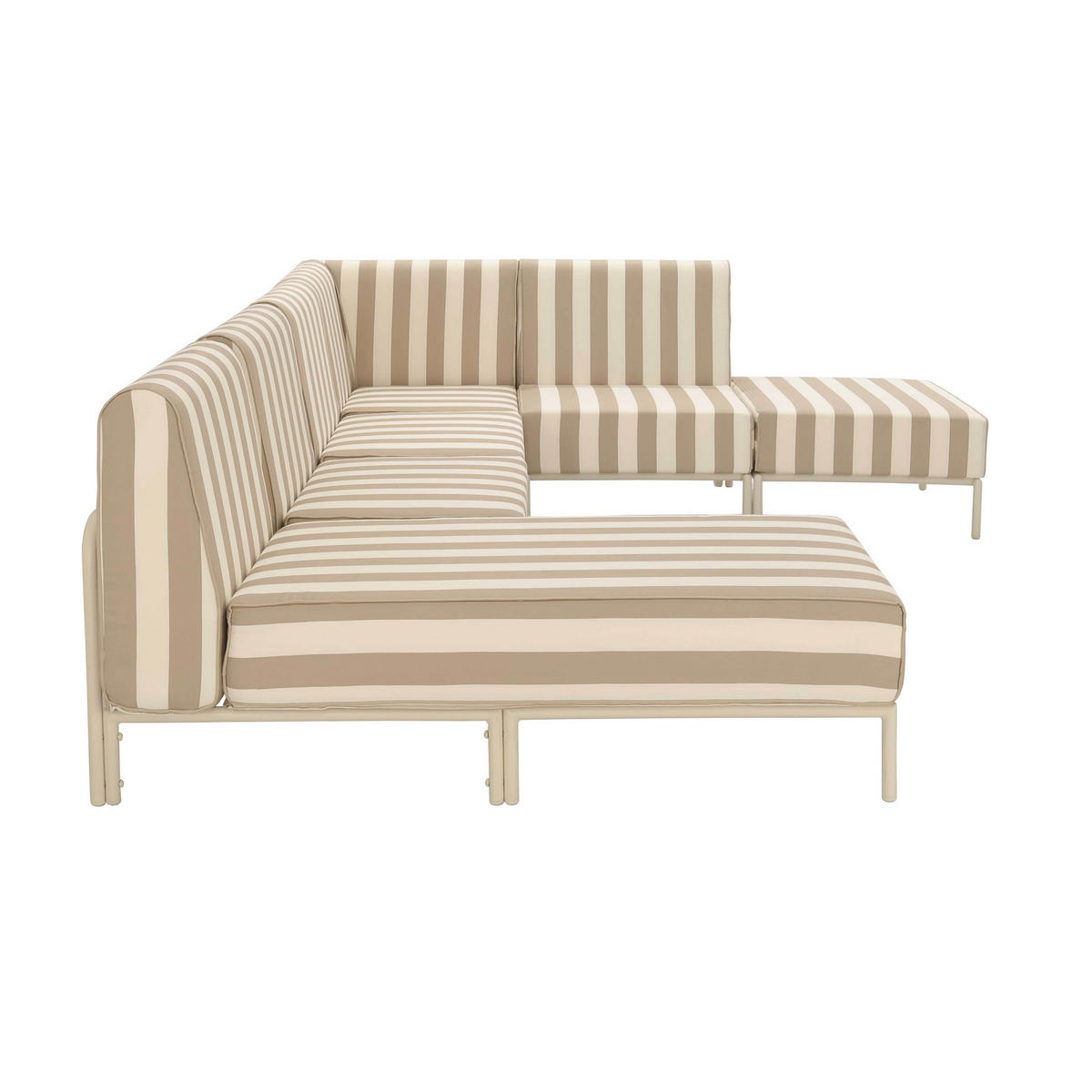 GARTENSOFA mit 6 Sitzplätzen, Beige - Beige, Metall - Oviala