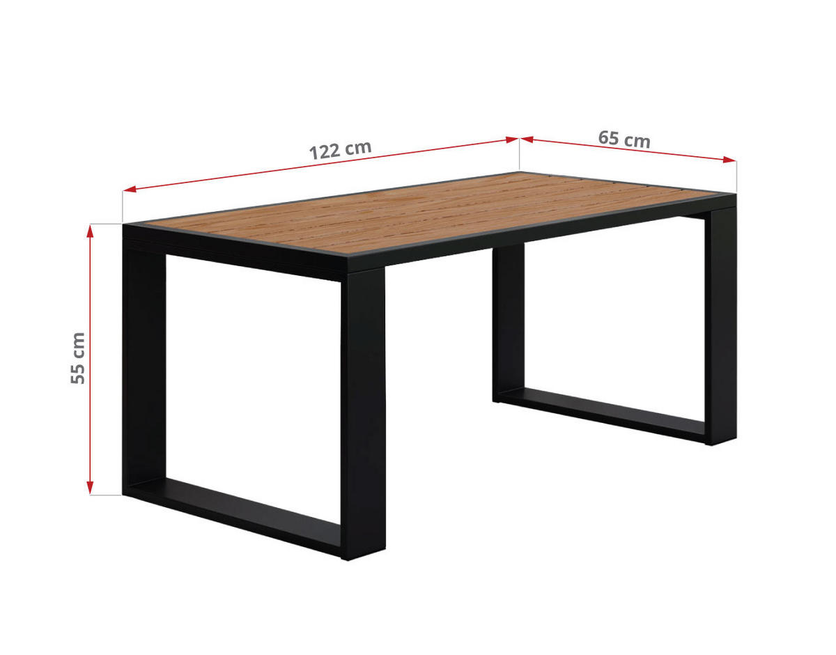 GARTENBEISTELLTISCH Elba - Schwarz - Schwarz, Metall (65/122/55cm) - MKS