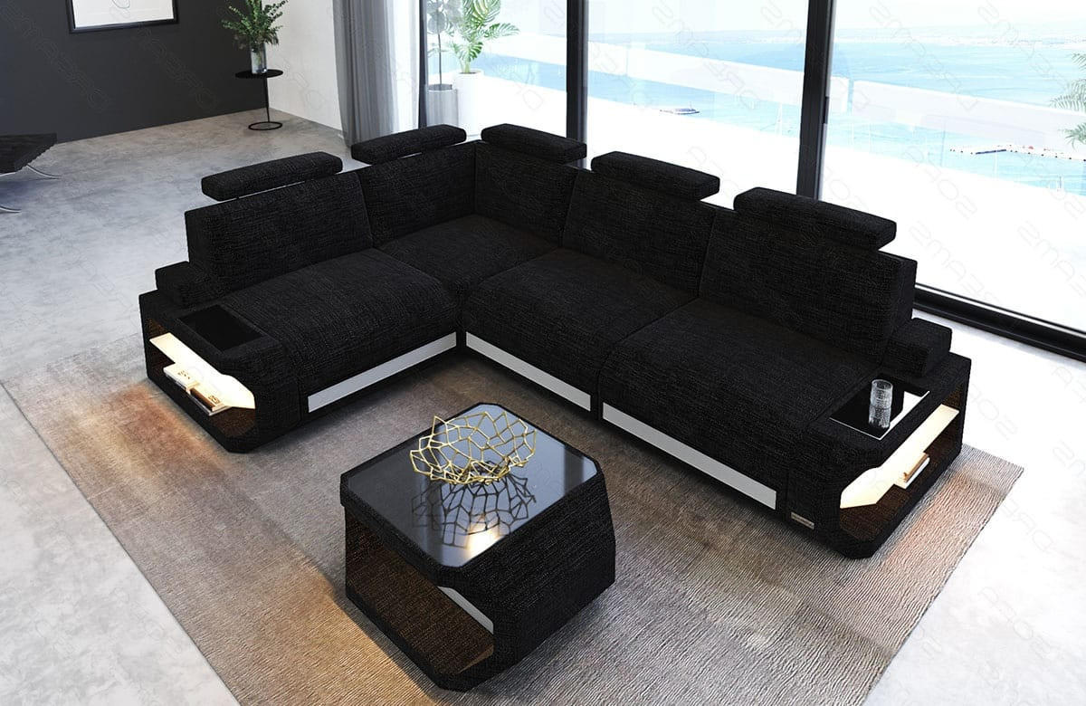 ECKSOFA Siena Dunkelgrau Weiß Strukturstoff - Dunkelgrau, Kunststoff (272/272cm)