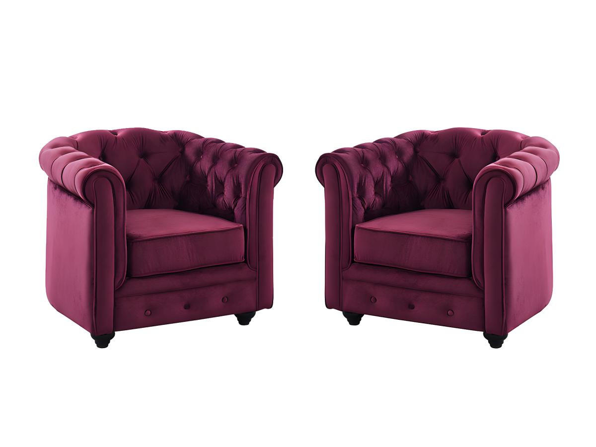 SESSEL mit gerader Rückenlehne - 2 -Sitzer - Samt - bordeaux - CHESTERFIELD - Bordeaux, Textil (85/72/78cm) - Vente-Unique