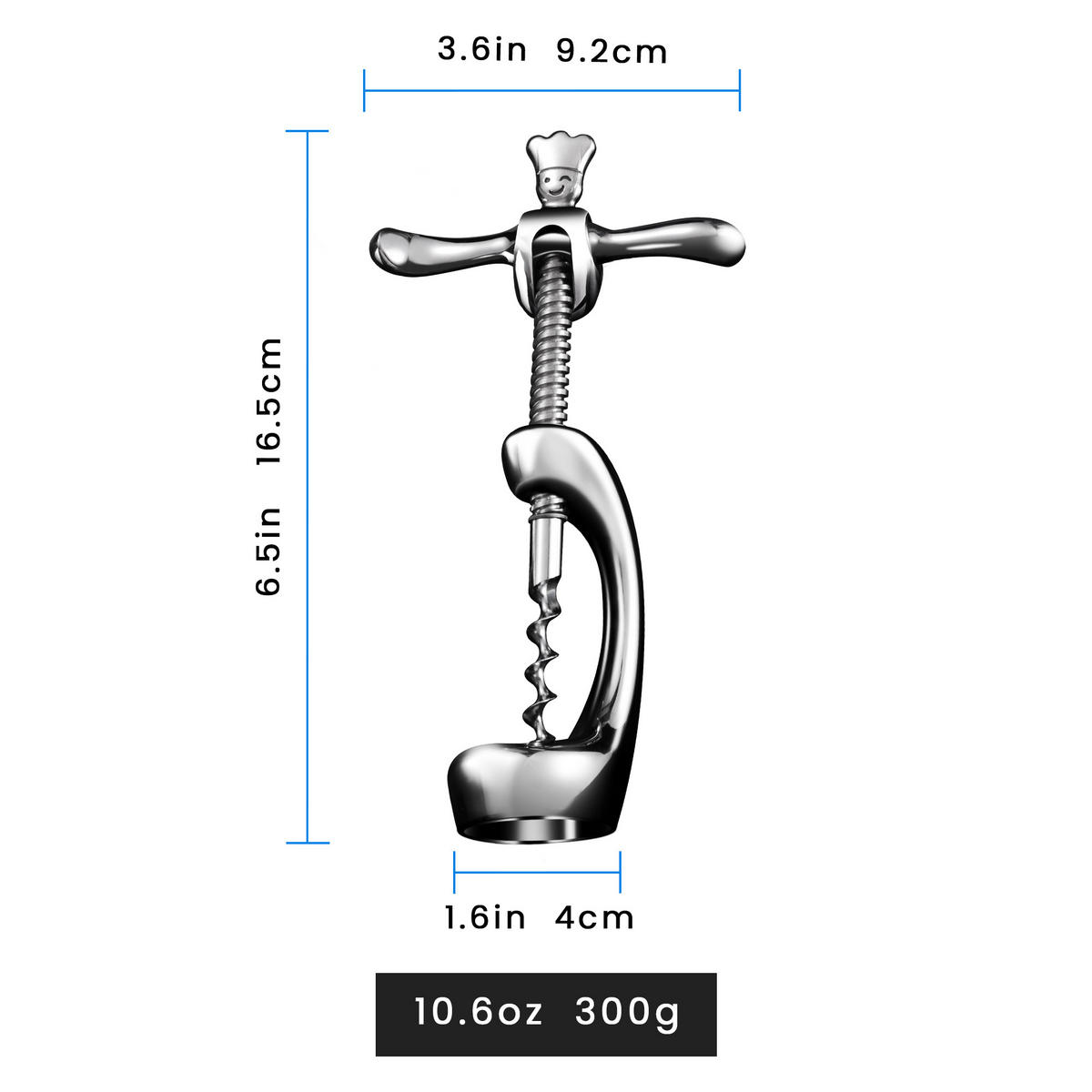KORKENZIEHER Weinöffner,Manueller Weinöffner, Edelstahl, schweres Design für müheloses Entkorken - Edelstahlfarben, Metall (16/4/9cm) - Gourmet Easy