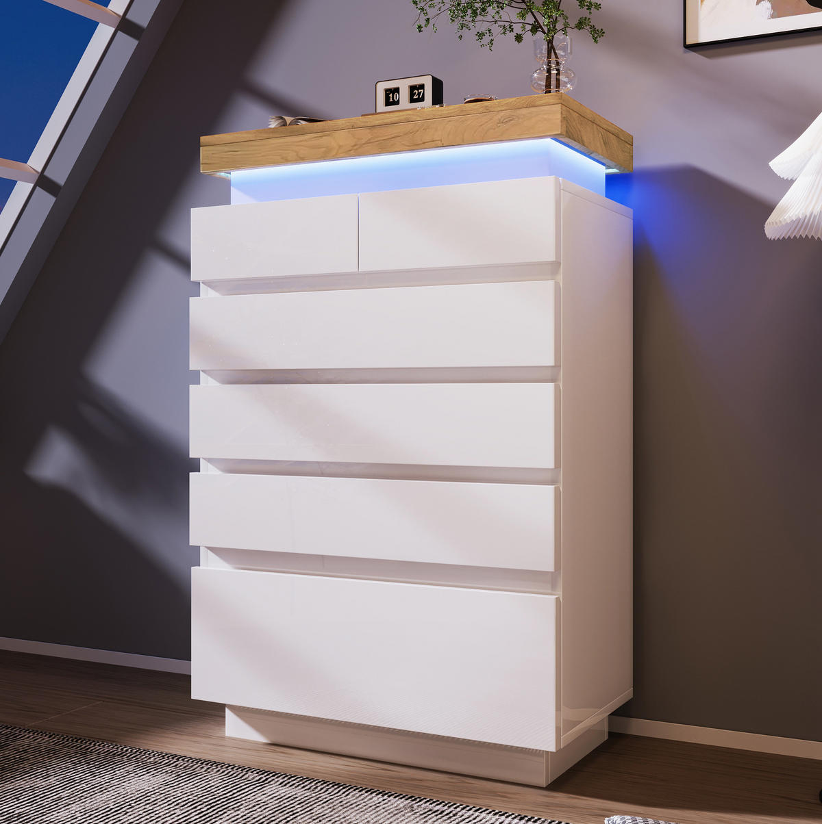 SIDEBOARD 73/115/39 cm Weiß aus Spanplatte und MDF mit LED-Beleuchtung - Weiß, Holzwerkstoff (39/115/73cm) - OKMYHOME