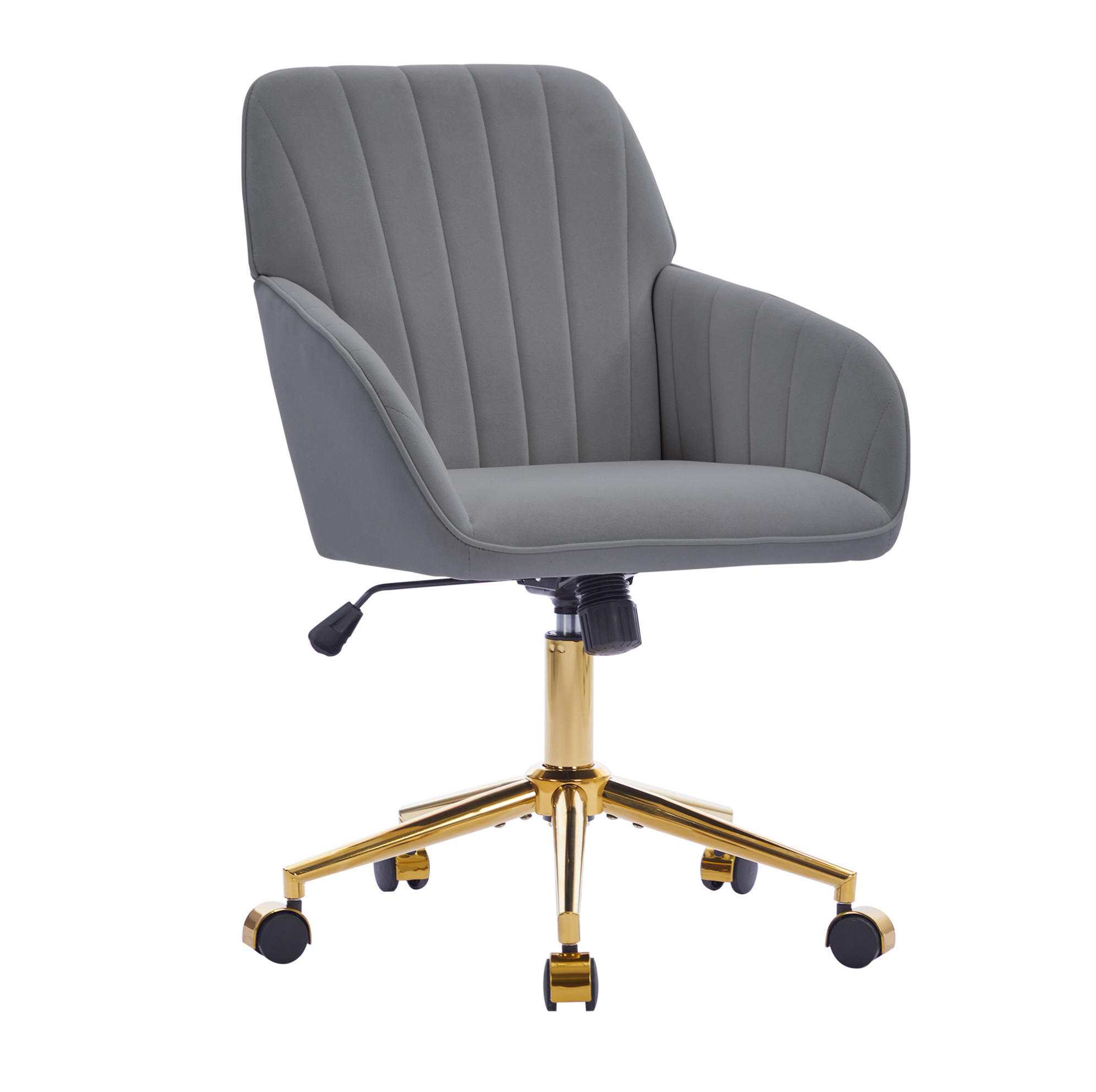 DREHSTUHL 62/60/97 cm grau aus Samt höhenverstellbar und ergonomisch - Grau, Textil (60/97/62cm) - OKWISH