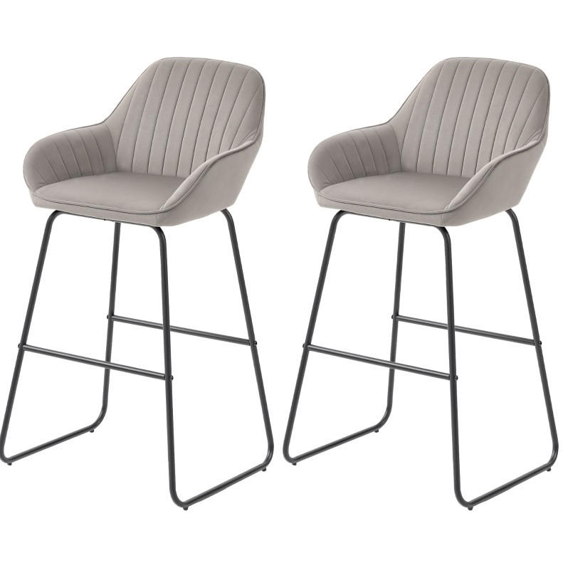 BARHOCKER 2er-Set mit Armlehnen 50,5 x 53 x 96 cm Polyester Grau - Grau, Metall (50.5/96/53cm) - Meubliv