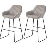 BARHOCKER 2er-Set mit Armlehnen 50,5 x 53 x 96 cm Polyester Grau - Grau, Metall (50.5/96/53cm) - Meubliv