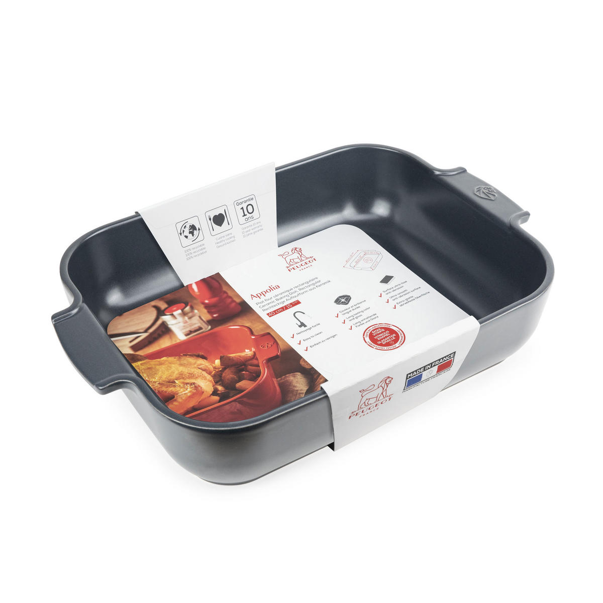 AUFLAUFFORM Keramik Appolia 40cm Rechteckig Schiefergrau Spülmaschinenfest - Grau, Keramik (27.2/40/8.3cm) - PEUGEOT