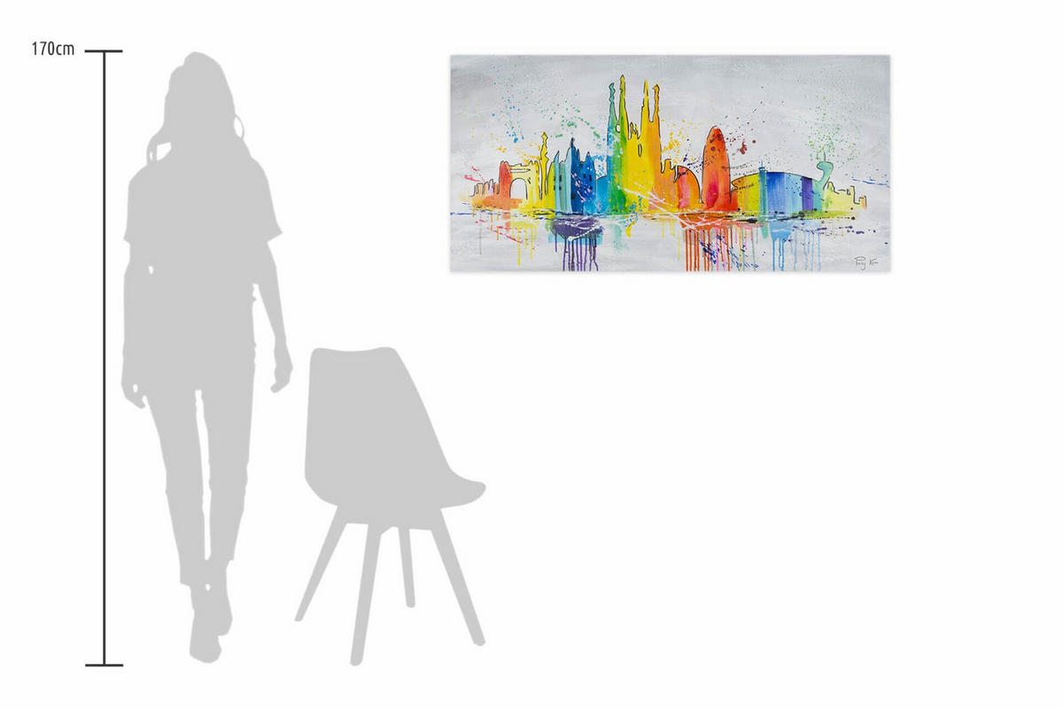 ACRYLBILD HANDGEMALT 120/60 cm - Blau/Gelb, Holz/Textil (120/60cm) - KUNSTLOFT