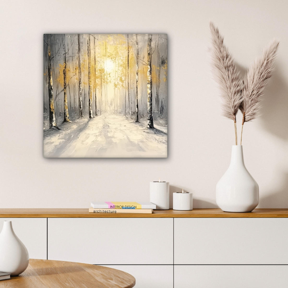 LEINWANDBILD Winter - Abstrakt - Schnee - Natur - Sonne 50x50 cm - Grau, Textil (50/50cm) - MuchoWow