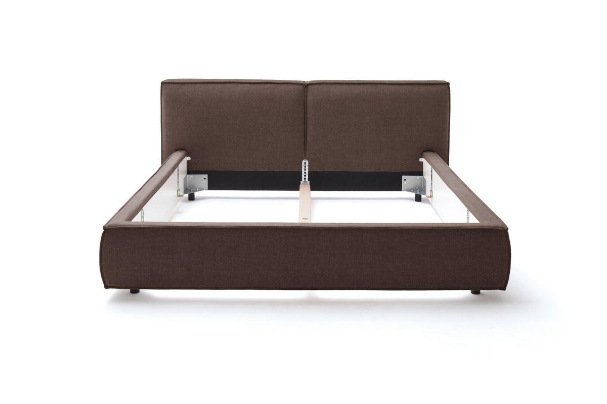 POLSTERBETT CARLO Braun Massivholz - Braun, Textil (140/200cm) - KAWOLA