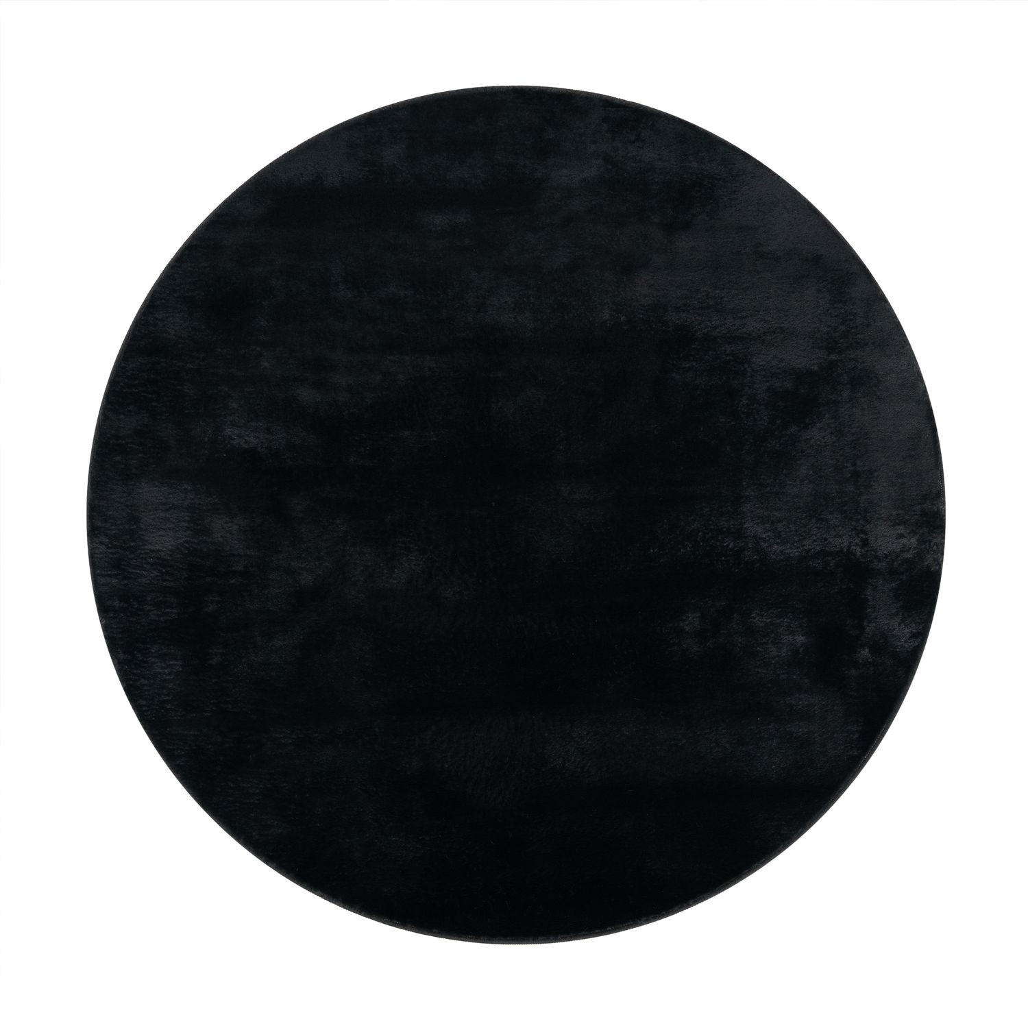 HOCHFLORTEPPICHE Schwarz Ø 120 cm - Schwarz, Kunststoff (120/120cm) - TT Home