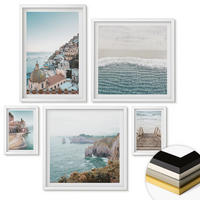 WANDBILDER 5er-Set - 50x50 cm & 20x30 cm & 40x60 cm Weißer Rahmen - Wasserfälle, Berge, Brücken, Bäume - Weiß, Kunststoff (40/60cm) - ArtPrintCave