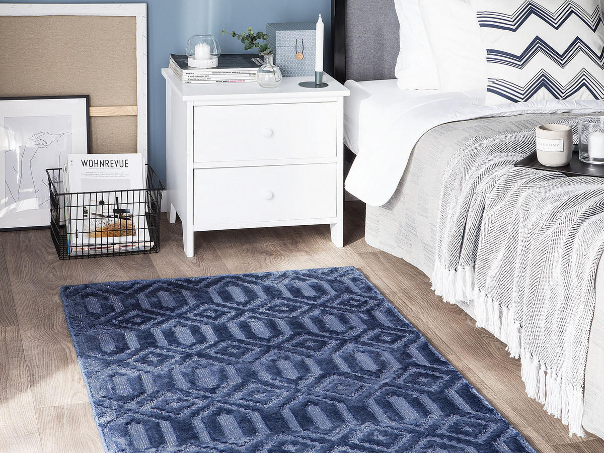 KURZFLOR-TEPPICH Adatepe 150/80 cm - Blau, Naturmaterialen (80/150cm) - Beliani