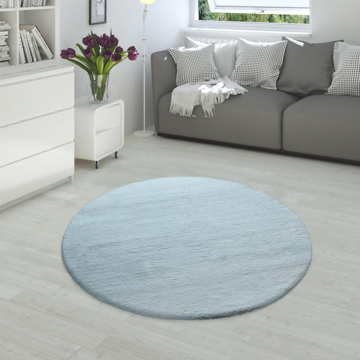 HOCHFLORTEPPICH 120/120 cm Rabbit 780 - Türkis, Kunststoff (120/120cm) - Paco Home