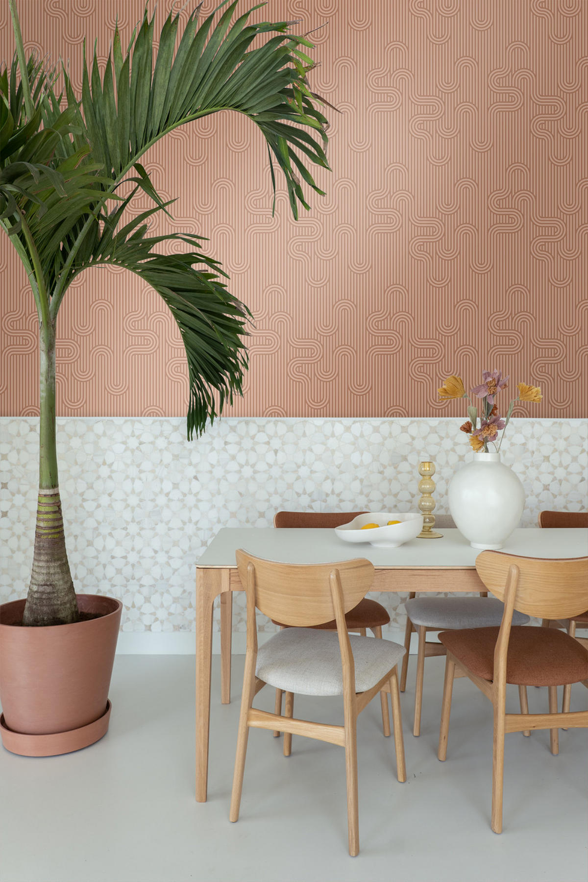 TAPETE grafische Linien 50 x 900 cm - Terracotta, Papier (50/900cm) - ESTAhome