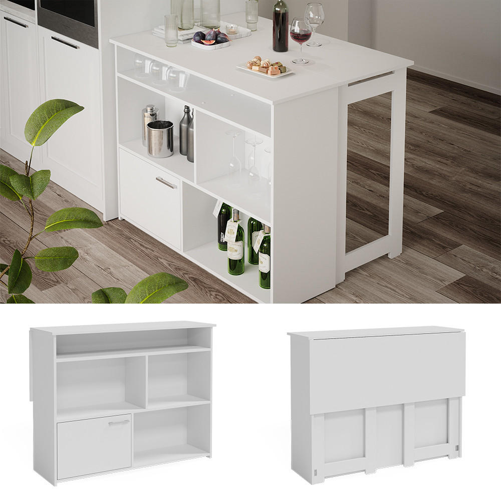 BARTISCH Dominic Weiß 116 x 37 cm 4x offene Fächer und 1x Tür - Weiß, Holzwerkstoff (116/90.5/37cm) - Vicco