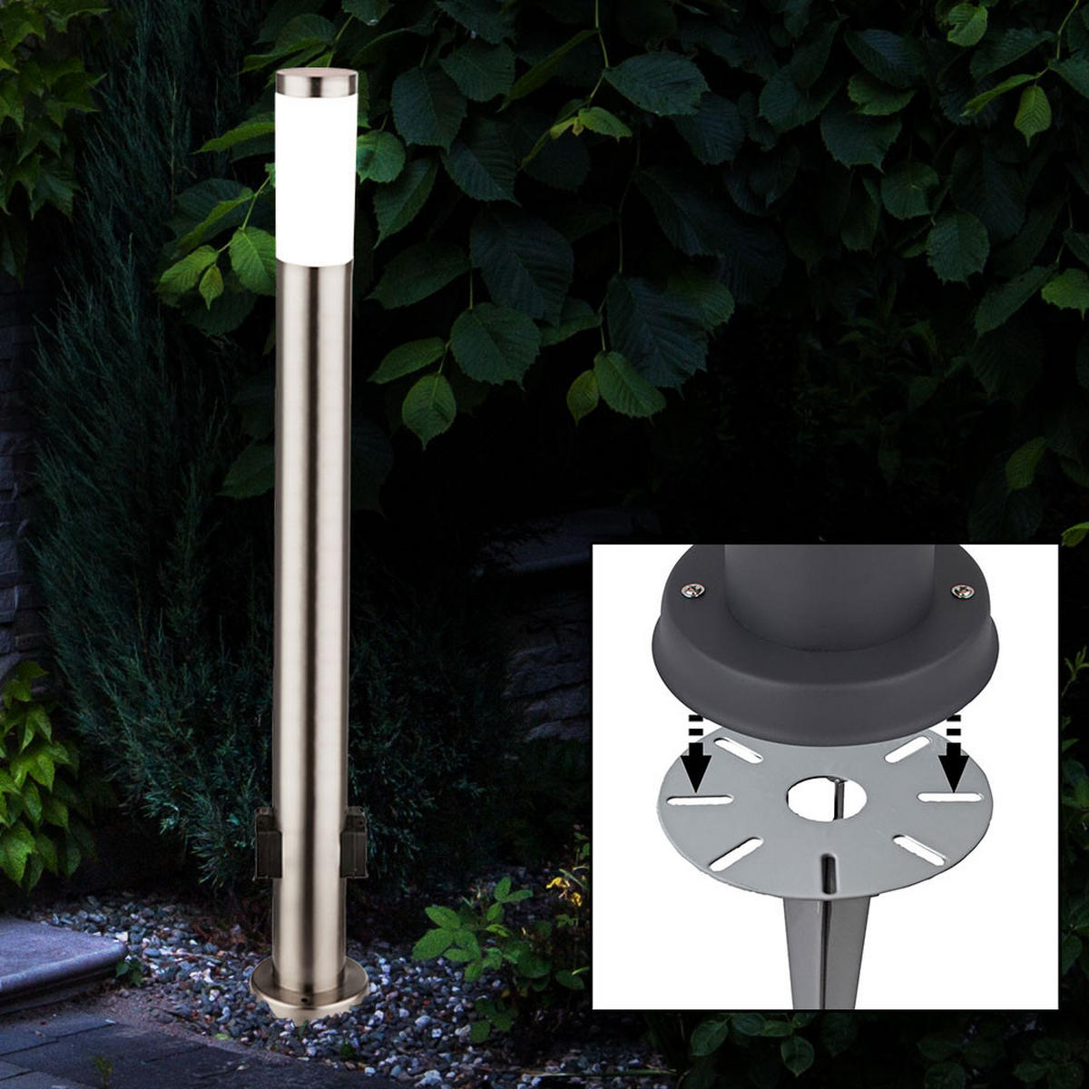 LED WEGELEUCHTE Edelstahl Silber - Silberfarben, Metall (7.6/7.6/110cm) - Globo Lighting