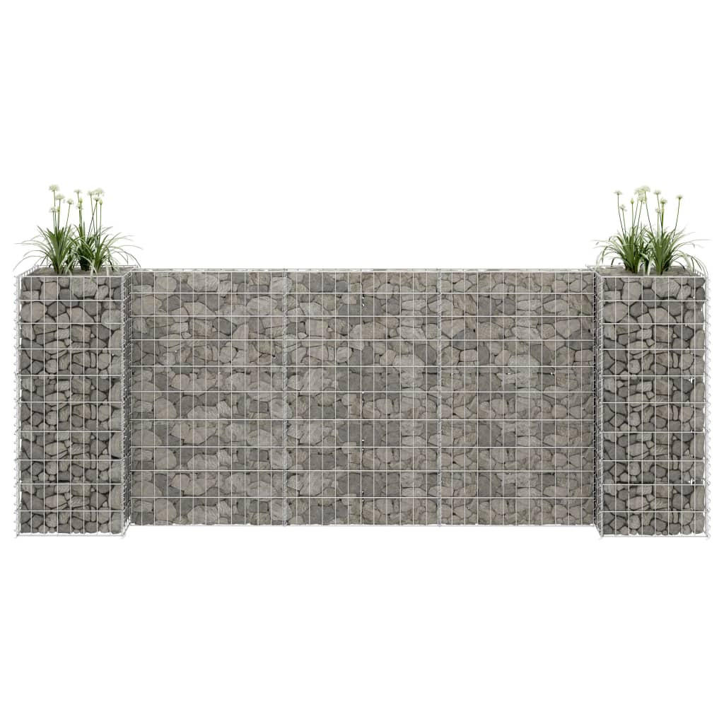 H-FÖRMIGER Gabionen-Pflanzkorb Stahldraht 260x40x100 cm - Silberfarben, Metall (260/100/40cm)
