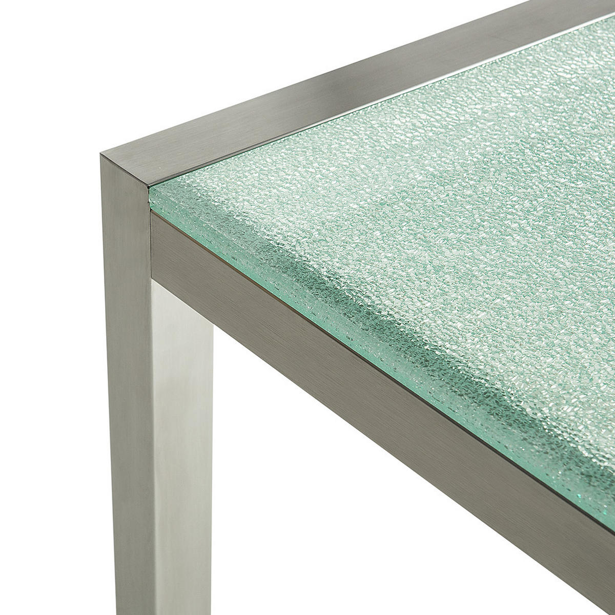 GARTENTISCH Edelstahl/Crashglas 220/100 cm Grosseto - Transparent/Silberfarben, Glas (220/100/74cm) - Beliani