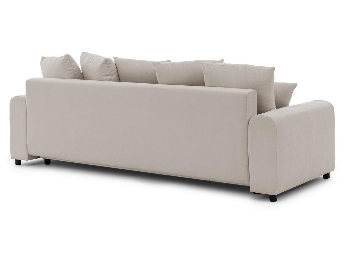 SCHLAFSOFA Calma mit Bettkasten im Bumpy-Design aus weichem Beige Webstoff - Beige/Schwarz, Holz/Kunststoff (239/88/98cm) - S-Style
