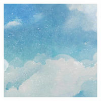 FOTOTAPETE Wolken Wasserfarben 288/288 cm - Blau, Papier (288/288cm) - Bilderwelten