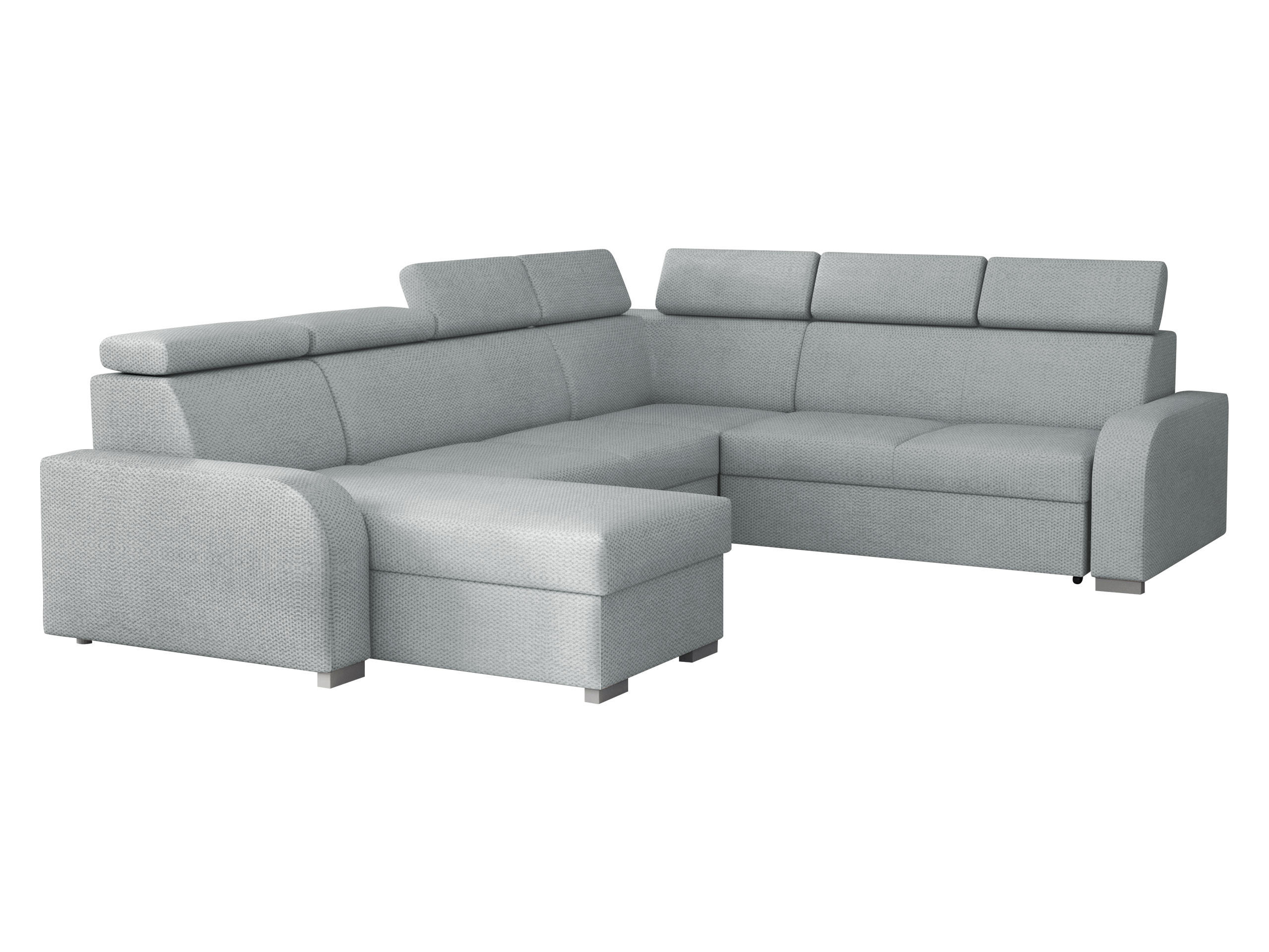 WOHNLANDSCHAFT Oslo 2rR2pLC - Silberfarben/Grau, Holz/Kunststoff (315/85/250cm) - MIRJAN24