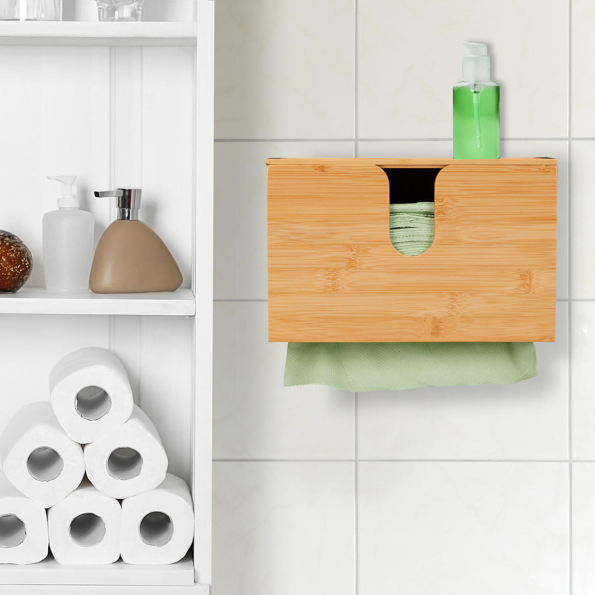 PAPIERHANDTUCHSPENDER - Hellbraun, Holz (27/17/13cm) - Relaxdays