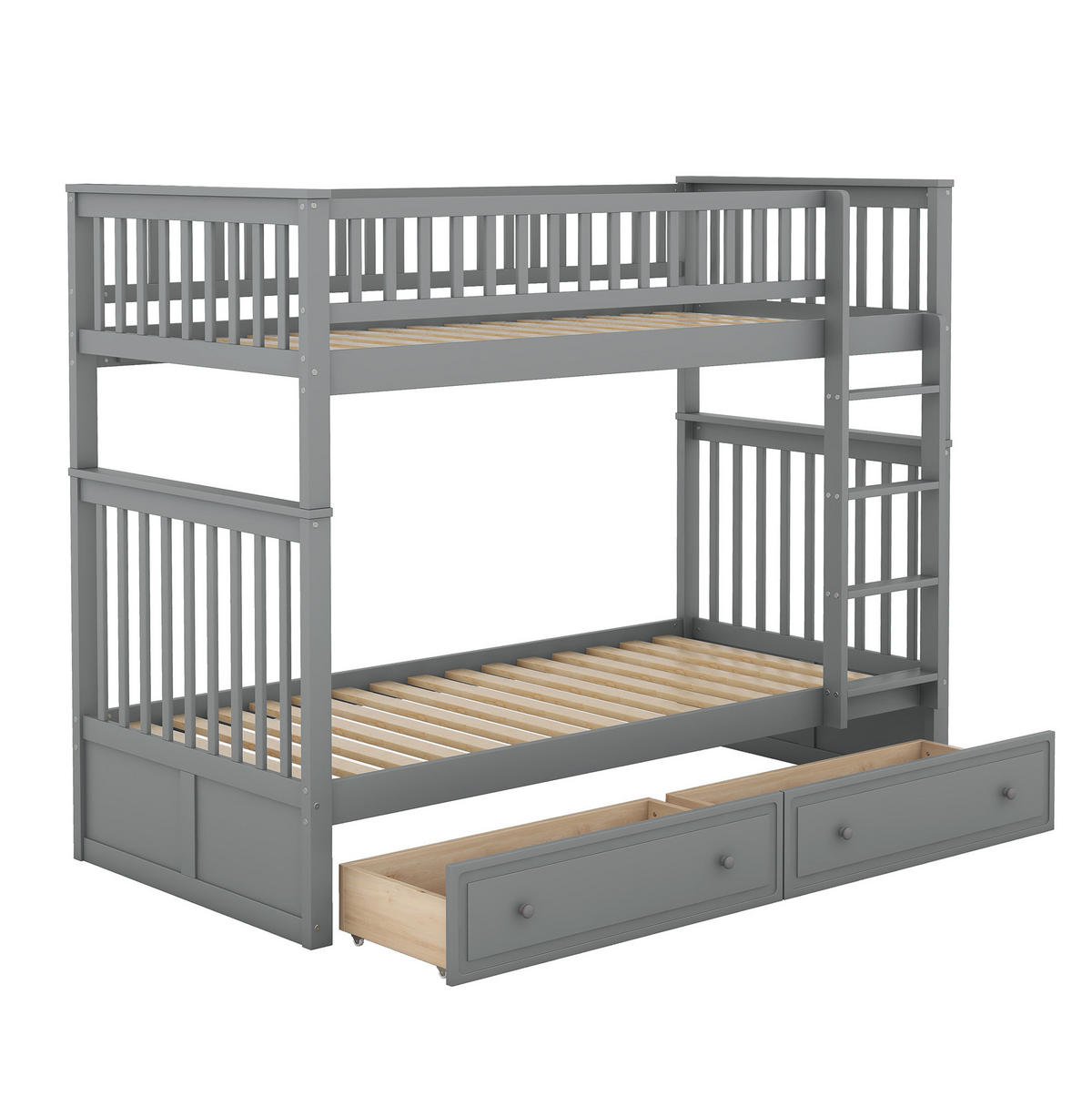 ETAGENBETT 90/200 cm aus Kiefer mit 2 Schubladen und Umbaufunktion Grau - Grau, Holz (90/200cm) - Modenvie