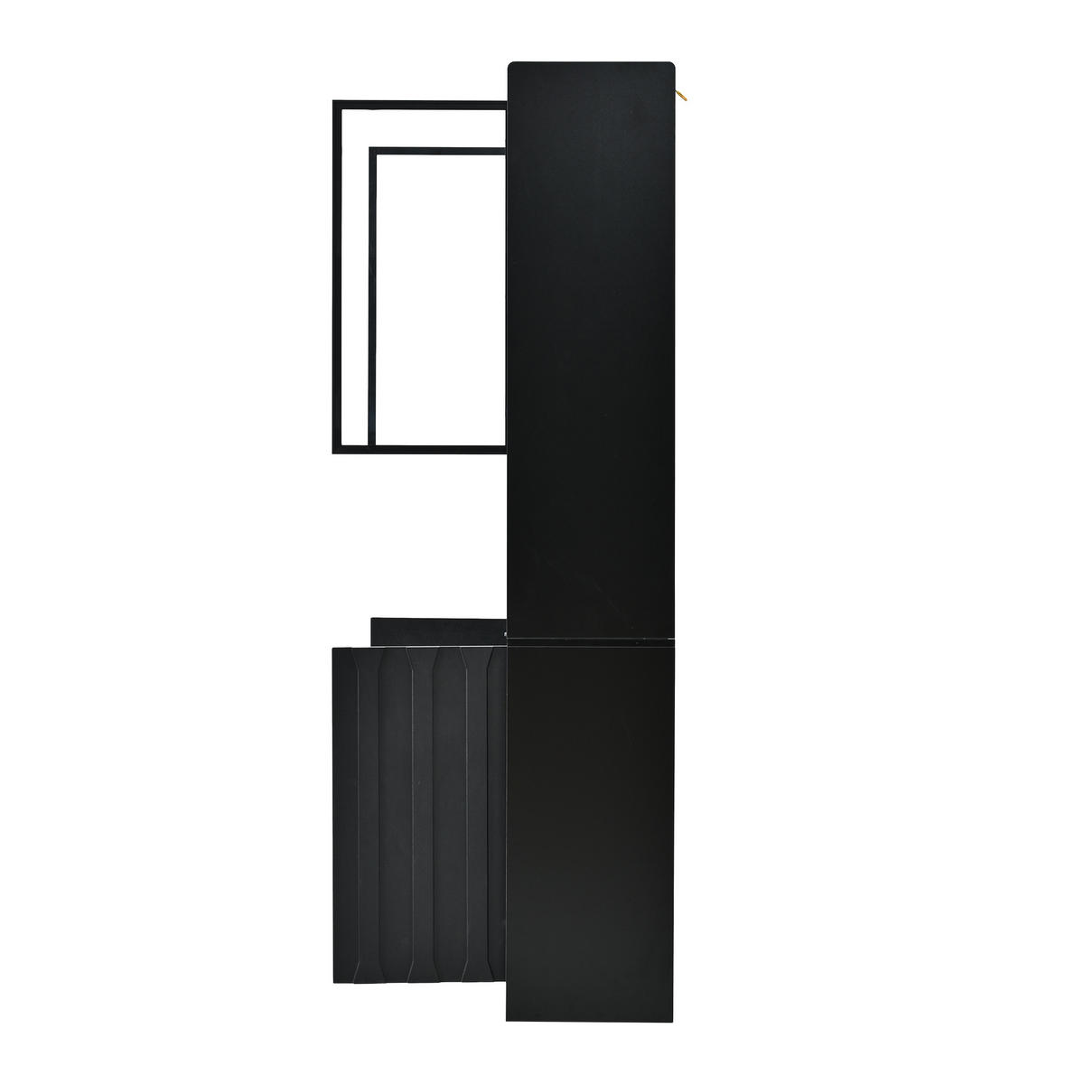 VITRINENSCHRANK 2er SET 160/35/200 cm mit LED, Glastüren, offenen Fächern und verstellbaren Einlegeböden in Schwarz - Transparent/Walnussfarben, Glas/Holzwerkstoff (160/200/35cm) - CHICFURN