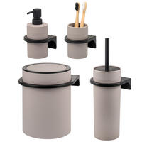 BAD-ACCESSOIRES-SET (4er-Set) SAVONA, Soft-Touch, taupe - Taupe, Kunststoff (19/24.5/19cm) - bremermann