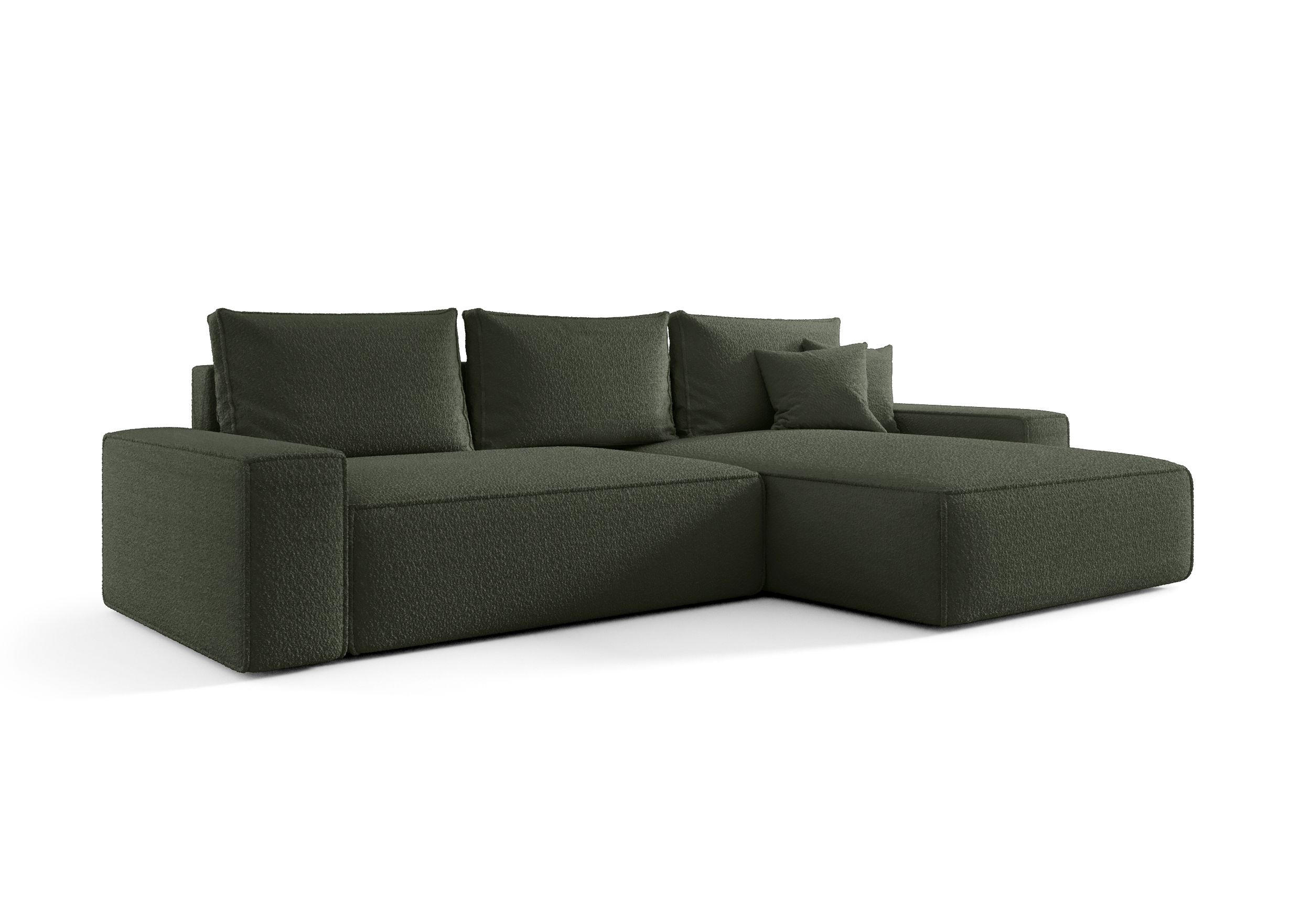 ECKSOFA MONA mit Schlaffunktion QUELLE 037 Rechts - Dunkelgrün, Textil (280/185cm) - Bedante