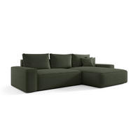 ECKSOFA MONA mit Schlaffunktion QUELLE 037 Rechts - Dunkelgrün, Textil (280/185cm) - Bedante