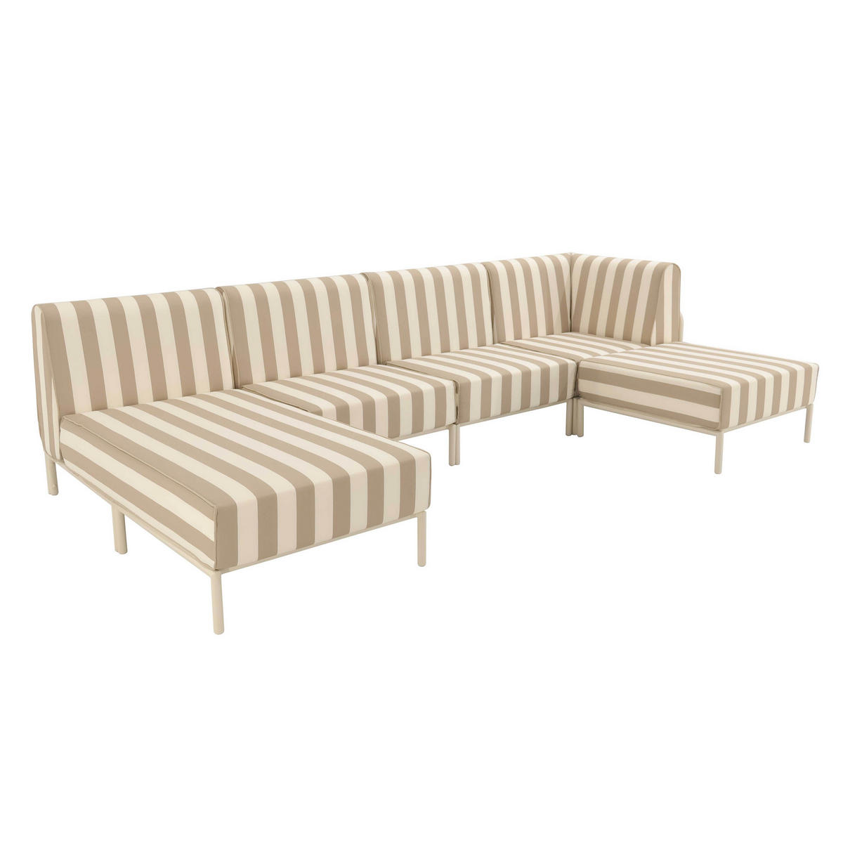 GARTENSOFA mit 5 Sitzplätzen, Beige - Beige, Metall - Oviala