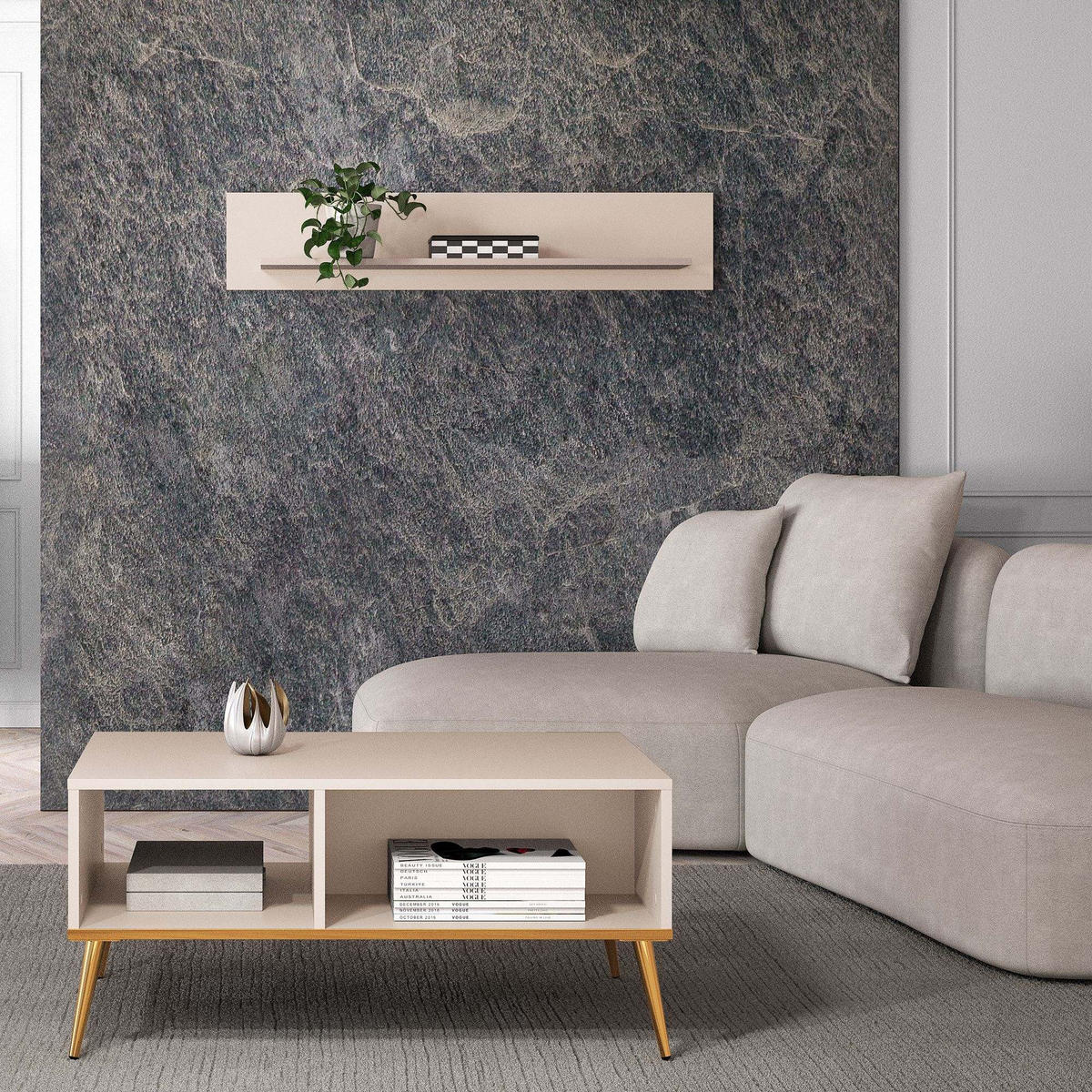WANDREGAL FRALIA,Creme - Creme, Holzwerkstoff (120/24/22cm) - KONSIMO®