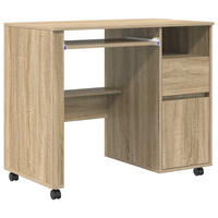 TISCH Mit Rädern Sonoma-Eiche 91/50/77 Cm Holzwerkstoff - Braun, Holzwerkstoff (91/50/77cm) - vidaXL