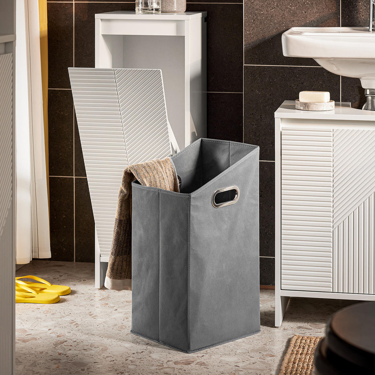 WÄSCHESCHRANK Weiß - Weiß, Holzwerkstoff (30/87/30cm) - SoBuy