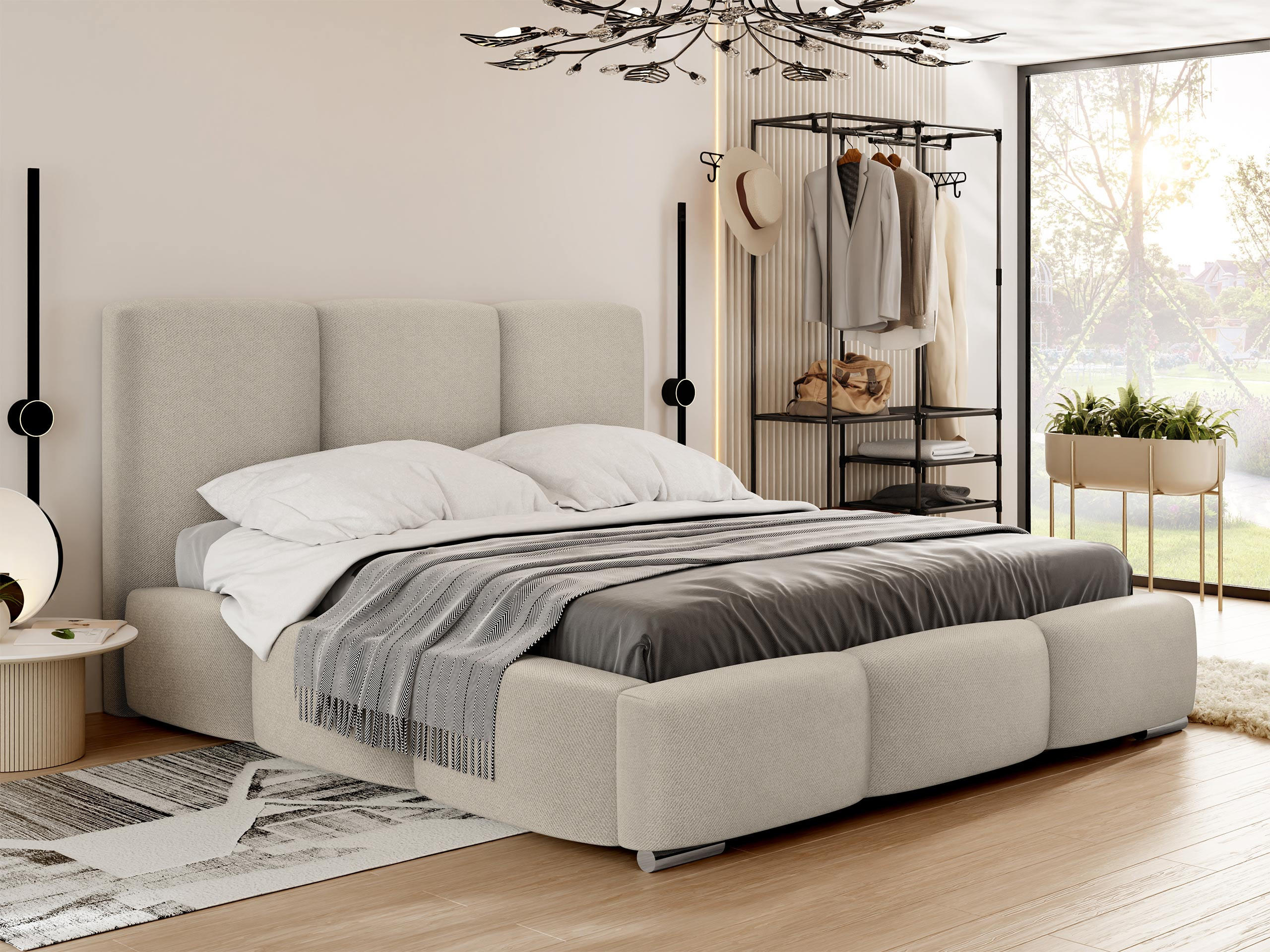 POLSTERBETT Olweria - Chromfarben/Beige, Holz/Textil (160/200cm) - MIRJAN24