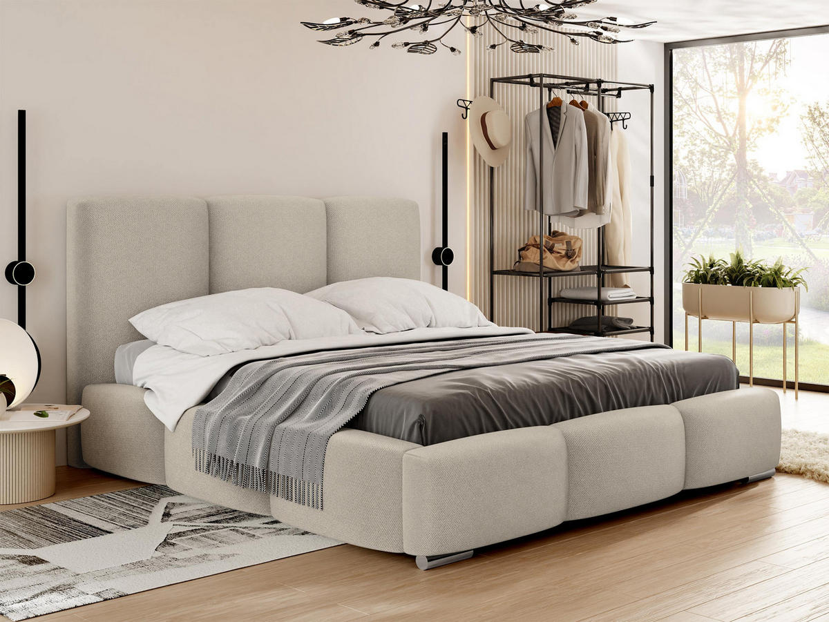 POLSTERBETT Olweria - Chromfarben/Beige, Holz/Textil (140/200cm) - MIRJAN24