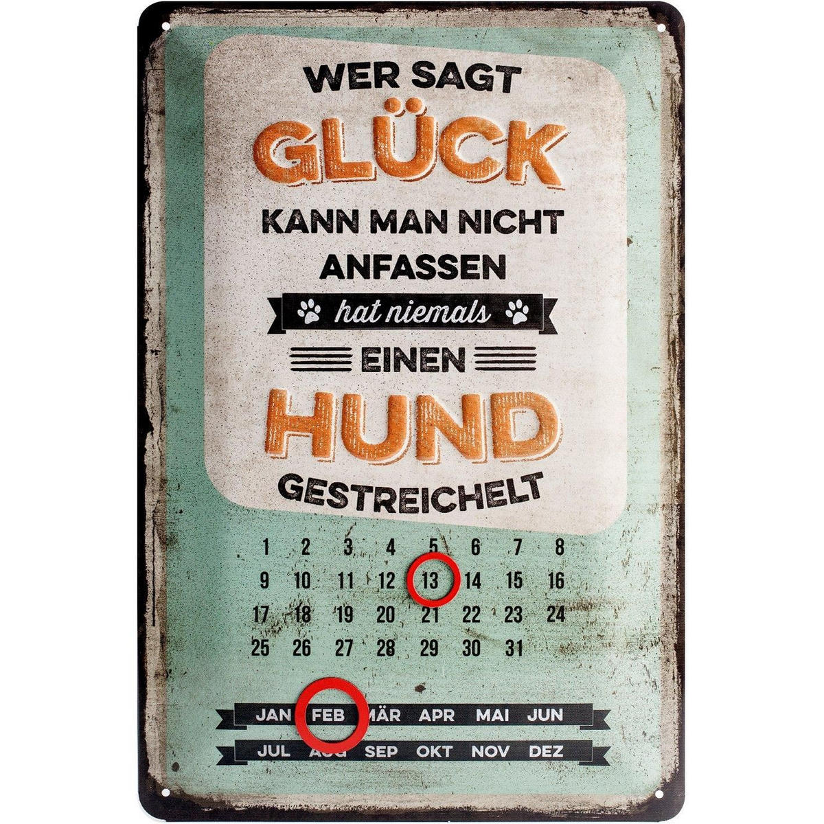 BLECHSCHILD 20/30 cm Pfotenschild Glück anfassen - Multicolor, Metall (20/30/0.2cm) - Nostalgic-Art