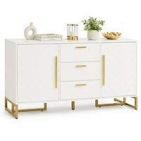 SIDEBOARD in Weiß Anrichte mit 2 Türen und 3 Schubladen für Esszimmer, Wohnzimmer und Küche, B145/T40/H75 cm - Goldfarben/Weiß, Holzwerkstoff/Metall (145/75/40cm) - STILVORA