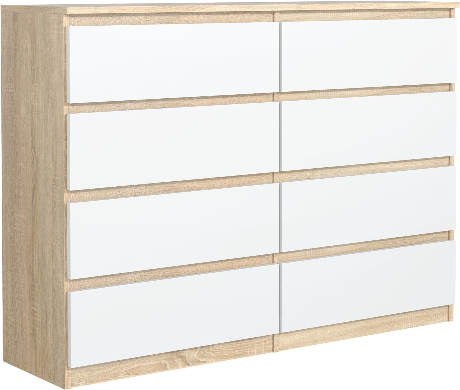 KOMMODE mit Schubladen Sonoma & Weiß 120x101,5x39 cm - Weiß/Sonoma Eiche, Holzwerkstoff (120/101/39cm) - MebLocker