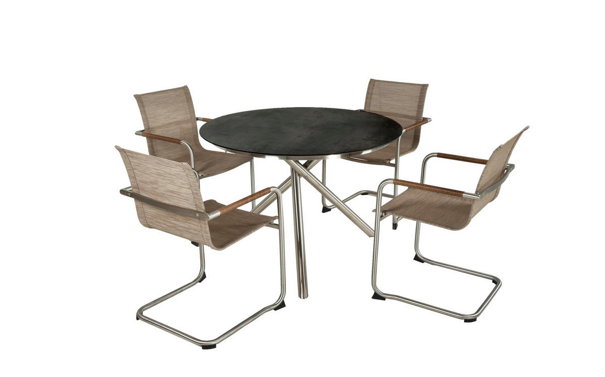 GARTEN-SITZGRUPPE Hector 5-teilig Gartenmöbel-Set - Sandfarben, Kunststoff - DELUKE