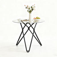 ESSTISCH in Metall，Glas-Tischplatte – 90 cm - Schwarz, Glas/Metall (90/90/78cm) - KOMHTOM